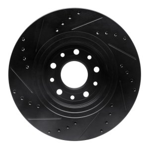 Ford Freestyle Brake Rotor (1) - Front Right - R1 Concepts - Drilled & Slotted - Black - `05-`09
